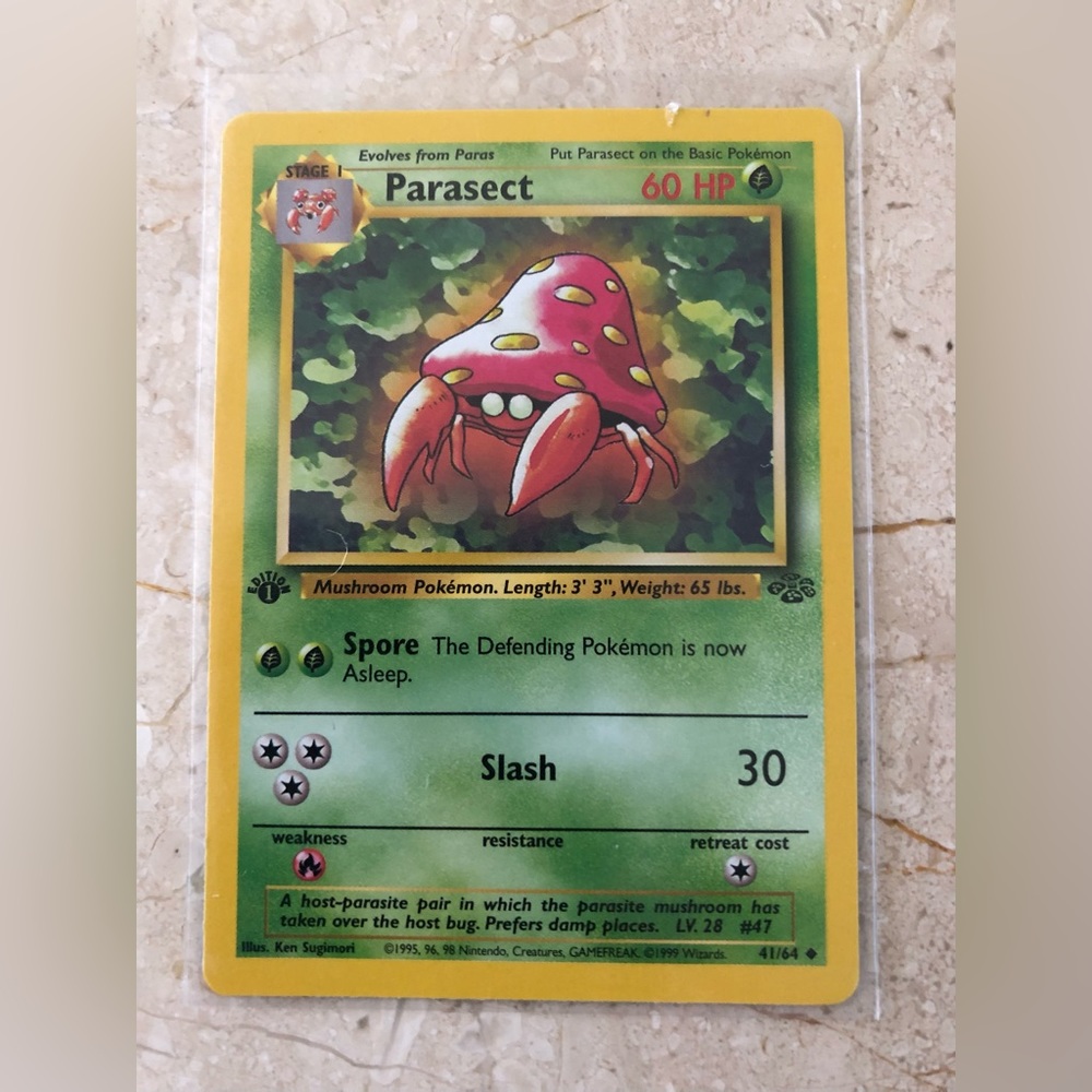 1990’s rare vintage 1st edition parasect Pokémon card 41/64